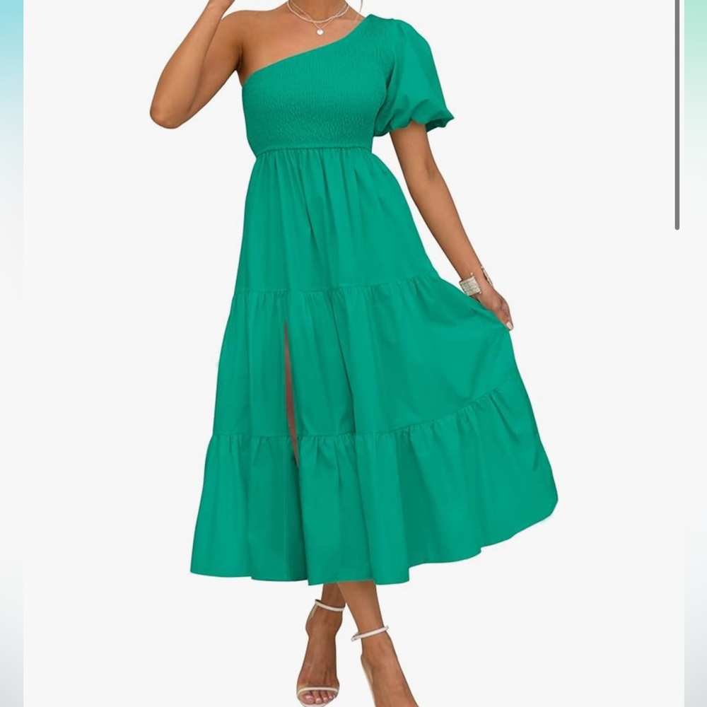 Amazon One Shoulder Smocked Dress